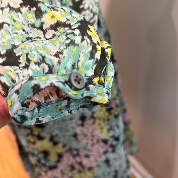 LOFT Spring Floral Button Front Dress in Pastels & Grey 00P - Picture 6 of 16